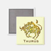 Taurus Zodiac Square Button Magnet (Vorderseite/Rückseite)