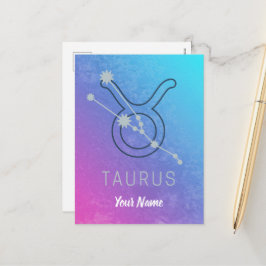 Taurus Zodiac Star Sign Wassercolor Horoskop Feiertagspostkarte
