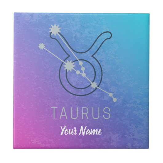 Taurus Zodiac Star Sign Wassercolor Horoskop Fliese (Vorderseite)
