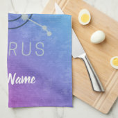 Taurus Zodiac Star Sign Wassercolor Horoskop Geschirrtuch (Viertel Falte)