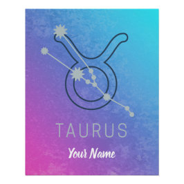 Taurus Zodiac Star Sign Wassercolor Horoskop Poster