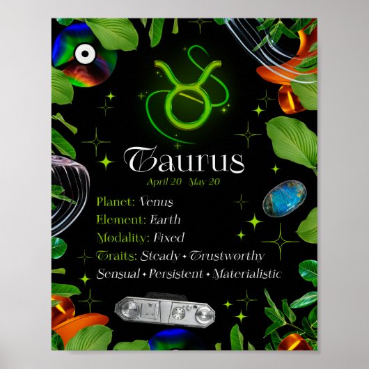 Taurus Zodiac Star Sign Y2K Black 4:5 Poster (Vorne)
