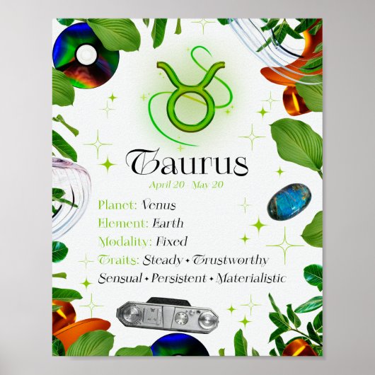Taurus Zodiac Star Sign Y2K White 4:5 Poster (Vorne)