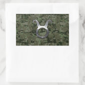 Taurus Zodiac Symbol auf Green Digital Camouflage Rechteckiger Aufkleber (Tasche)