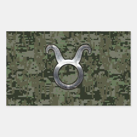 Taurus Zodiac Symbol auf Green Digital Camouflage Rechteckiger Aufkleber (Vorderseite)