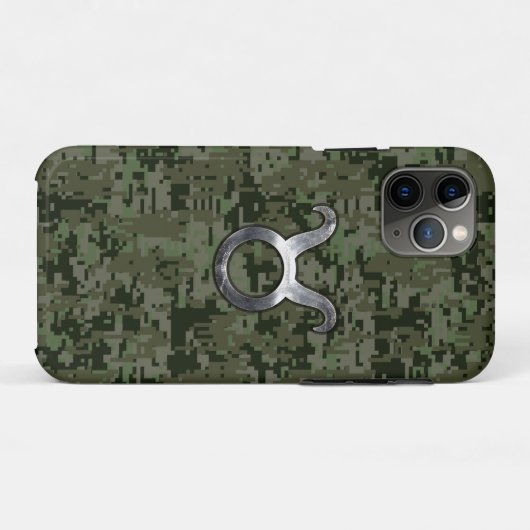 Taurus Zodiac Symbol auf grüner Camouflage Case-Mate iPhone Hülle (Rückseite (Horizontal))