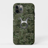 Taurus Zodiac Symbol auf grüner Camouflage Case-Mate iPhone Hülle (Rückseite)