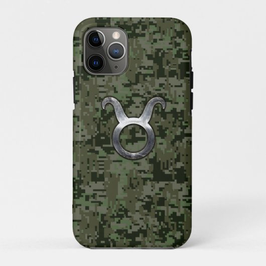 Taurus Zodiac Symbol auf grüner Camouflage Case-Mate iPhone Hülle (Rückseite)