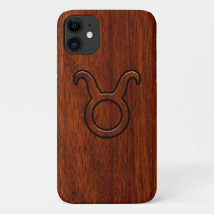Taurus Zodiac Symbol auf Mahagoni Druck Case-Mate iPhone Hülle