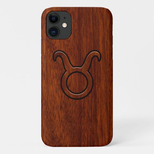 Taurus Zodiac Symbol auf Mahagoni Druck Case-Mate iPhone Hülle (Rückseite)