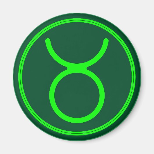 Taurus Zodiac Symbol Green Contrast Magnet (Vorne)