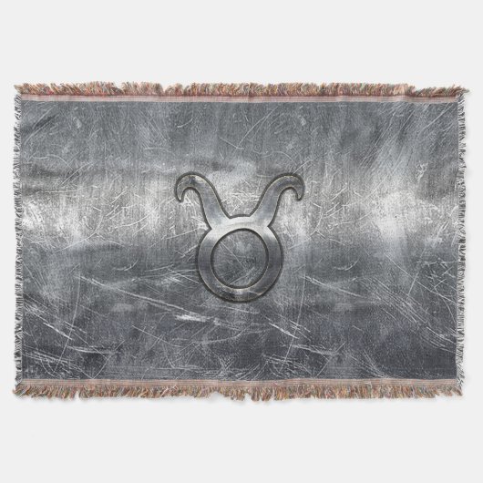 Taurus Zodiac Symbol in Grunge Beändigter Stil Decke (Vorderseite)