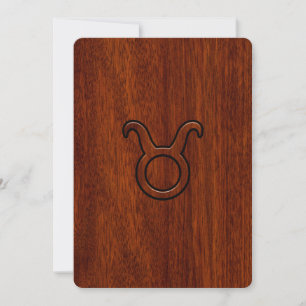 Taurus Zodiac Symbol in Mahogany Style Print