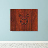 Taurus Zodiac Symbol in Mahogany Style Print Leinwanddruck (Insitu (Holzboden))