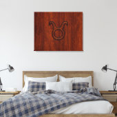 Taurus Zodiac Symbol in Mahogany Style Print Leinwanddruck (Insitu (Schlafzimmer))