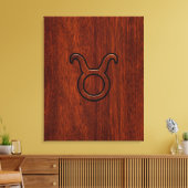 Taurus Zodiac Symbol in Mahogany Style Print Leinwanddruck (Insitu (Wohnzimmer))