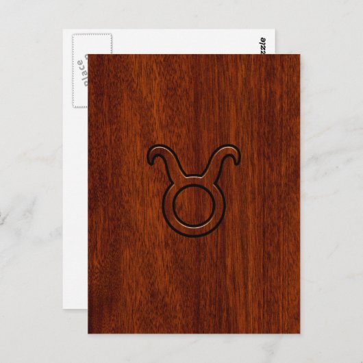 Taurus Zodiac Symbol in Mahogany Style Print Postkarte (Vorne/Hinten)