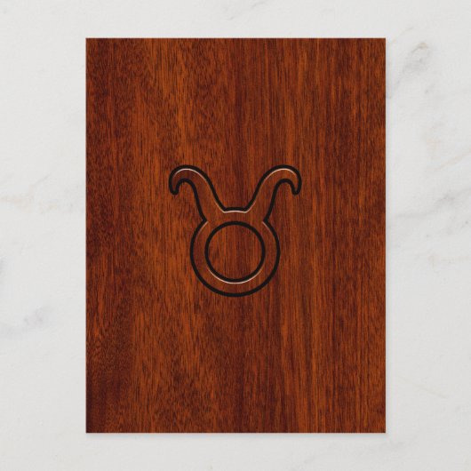Taurus Zodiac Symbol in Mahogany Style Print Postkarte (Vorderseite)