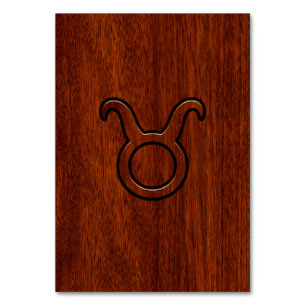 Taurus Zodiac Symbol in Mahogany Style Print Tischnummer