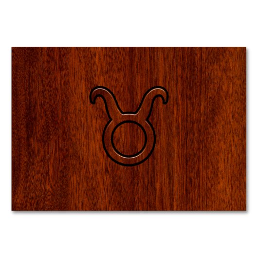 Taurus Zodiac Symbol in Mahogany Style Print Tischnummer (Vorderseite)
