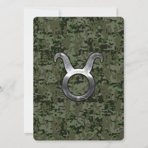 Taurus Zodiac Symbol on Green Digital Camo