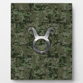 Taurus Zodiac Symbol on Green Digital Camo Fotoplatte (Vorderseite)