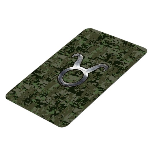 Taurus Zodiac Symbol on Green Digital Camo Magnet (Linke Seite)