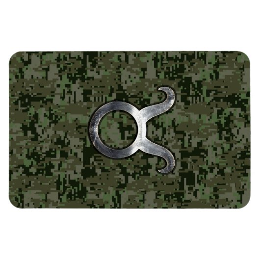 Taurus Zodiac Symbol on Green Digital Camo Magnet (Horizontal)