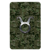 Taurus Zodiac Symbol on Green Digital Camo Magnet (Vertikal)