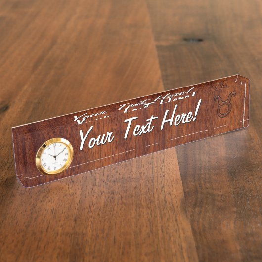 Taurus Zodiac Symbol on Mahogany Decor Namensplakette