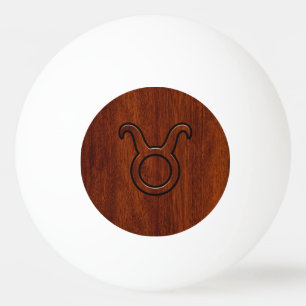 Taurus Zodiac Symbol on Mahogany Decor Tischtennisball