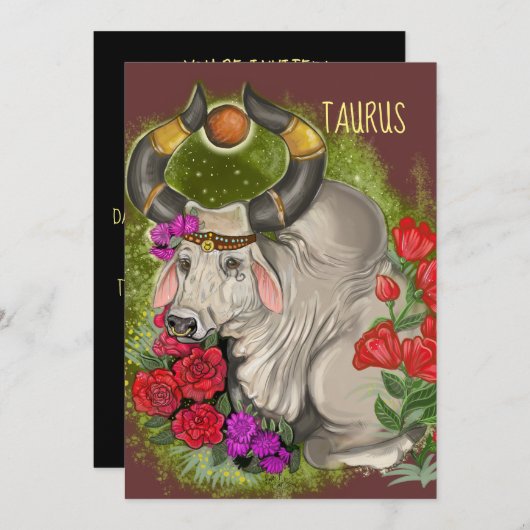 Taurus Zodiac Unterschrift Einladung (Vorne/Hinten)