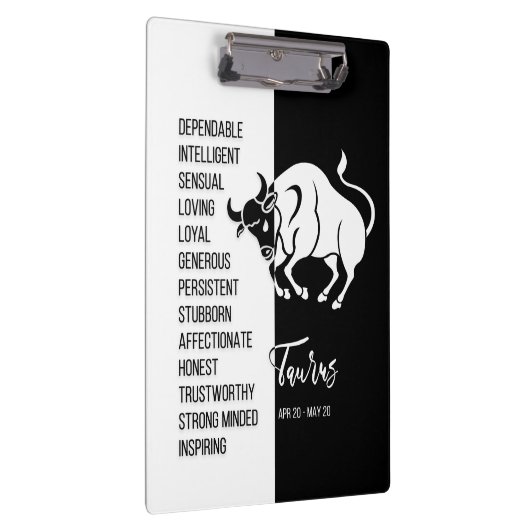 Taurus Zodiac Unterschrift Schwarz/Weiß Zwischenab Klemmbrett (Rechts)