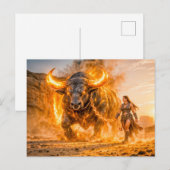 Taurus Zodiac with Warrior Leading a Fiery Celesti Postkarte (Vorne/Hinten)