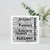 Taurus Zodiac Word Cloud Inspiration Einladung (Stehend Vorderseite)