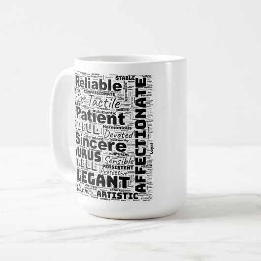 Taurus Zodiac Word Cloud Inspiration Kaffee Tasse (Vorderseite Links)