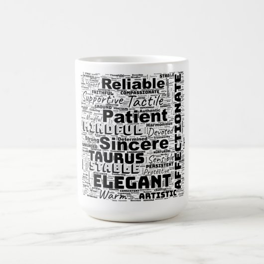 Taurus Zodiac Word Cloud Inspiration Kaffeetasse (Mittel)