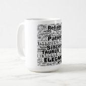 Taurus Zodiac Word Cloud Inspiration Kaffeetasse (Vorderseite Links)