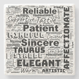 Taurus Zodiac Word Cloud Inspiration Steinuntersetzer