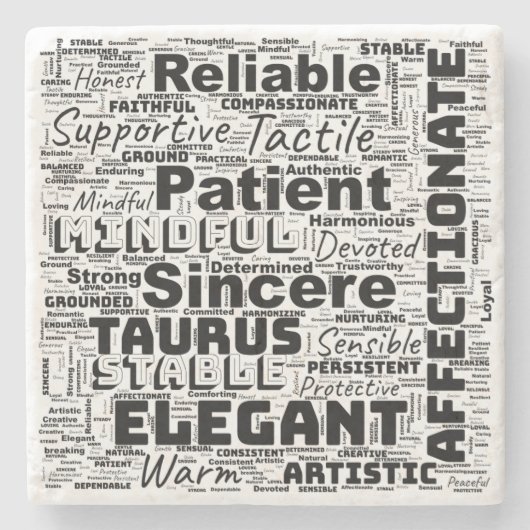 Taurus Zodiac Word Cloud Inspiration Steinuntersetzer (Vorderseite)