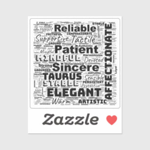 Taurus Zodiac Word Cloud Inspiration Vinyl Aufkleber