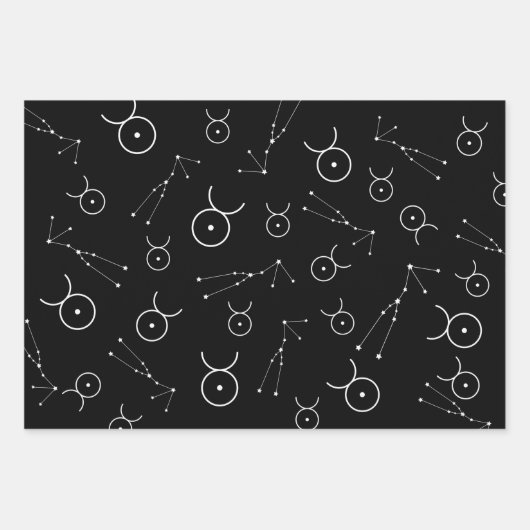 Taurus Zodiac Wrapping Paper Flat Sheet Set 3 Geschenkpapier Set (Vorderseite 2)