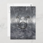Taurus Zodiac-Zeichen in Grunge Beändigter Stil Postkarte (Vorne/Hinten)