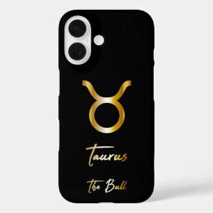 Taurus Zodiac Zeichen, Schwarz & Gold iPhone 16 Hülle