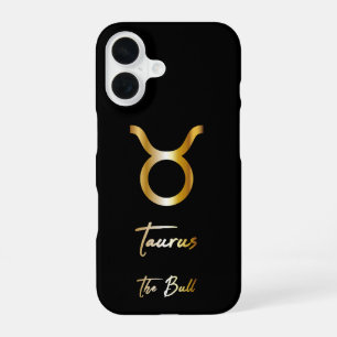 Taurus Zodiac Zeichen, Schwarz & Gold iPhone 16 Hülle