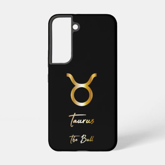 Taurus Zodiac Zeichen, Schwarz & Gold Samsung Galaxy Hülle (Rückseite)