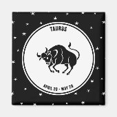 Taurus Zodiac Zeichen, Schwarz & Weiß Magnet (Vorne)