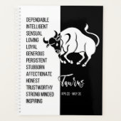 Taurus Zodiac Zeichen, Schwarz & Weiß Planer (Vorderseite)