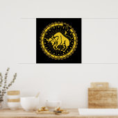 Taurus - Zodiac - Zeichen - Symbol - Horoskop Poster (Küche)