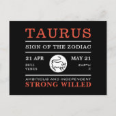 Tauruszeichen der Göttin, astrologisch Postkarte (Vorderseite)